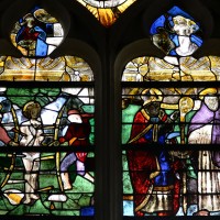 Fenêtre ouest du bras nord du transept (détail) : saint Sébastien et saint Jacques (2016)
