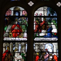 Fenêtre nord du choeur : Nativité; scènes de la Vie de saint Aubin (2016)