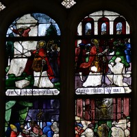 Fenêtre nord du choeur : Baptême du Christ; scènes de la Vie de saint Aubin (2016)