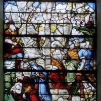 Fragments de vitraux de l'ancienne église remontés dans l'actuelle (2007)